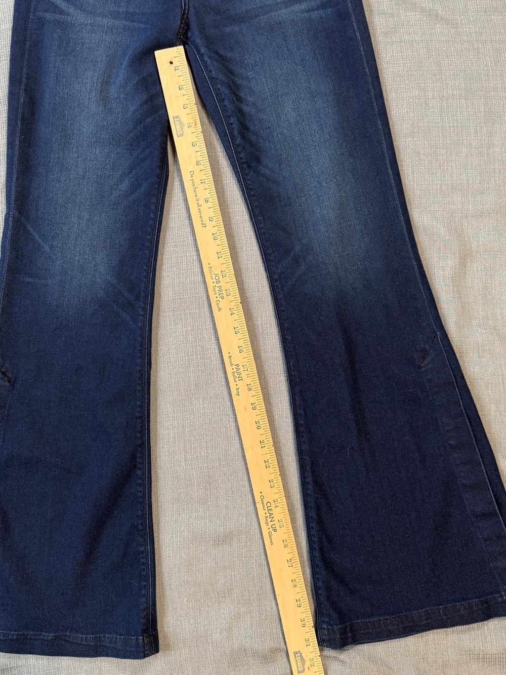 Express Super Soft Stretch+ Bell Flare Dark Wash Blue Women's Jeans - Picture 4 of 10